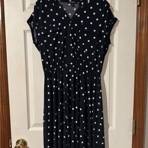 Roz & Ali Navy Polka Dot Midi Dress